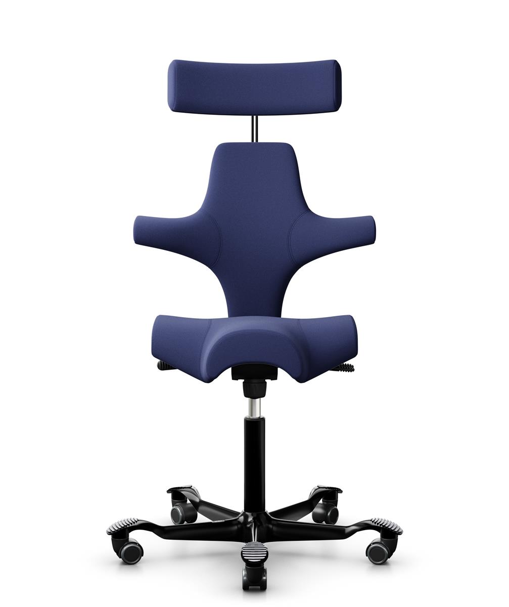 HAG Capisco 8107 Stoff Xtreme Dunkelblau Gestell Schwarz mit Kopfstütze