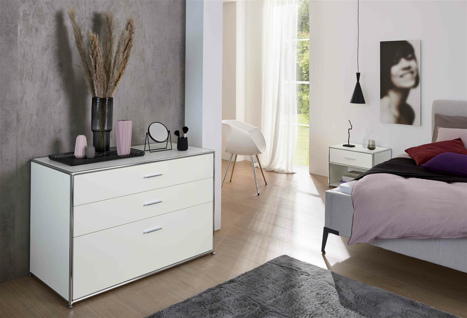 Bosse Solutions Sideboard 3 Schübe Weiss Chrom- Schnelllieferprogramm