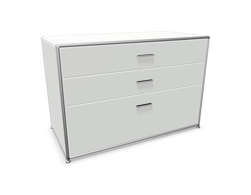 Bosse Solutions Sideboard 3 Schübe Weiss Chrom- Schnelllieferprogramm