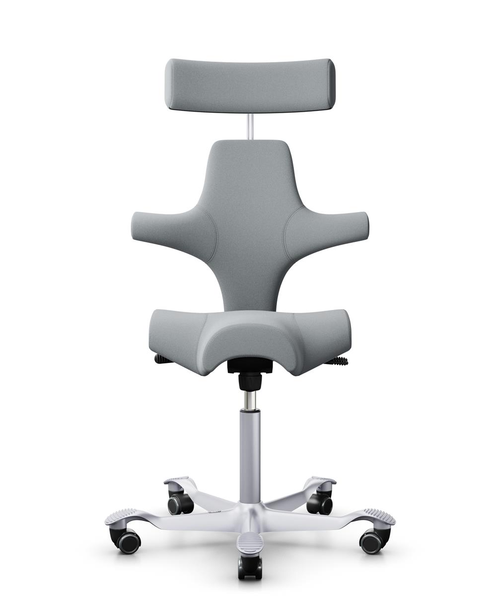 HAG Capisco 8107 Stoff Xtreme Hellgrau Gestell Silber mit Kopfstütze