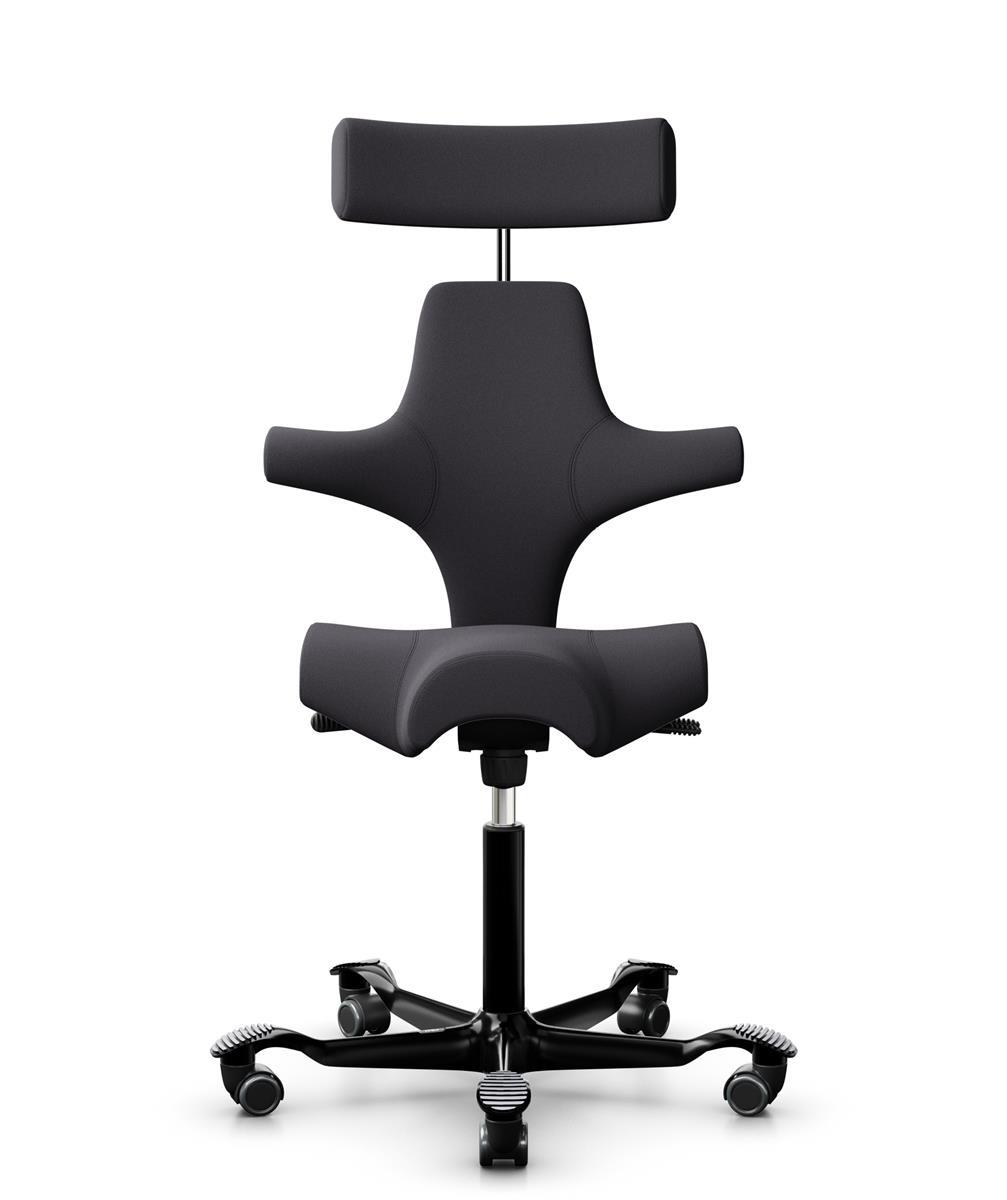 HAG Capisco 8107 Stoff Xtreme Schwarz Gestell Schwarz mit Kopfstütze