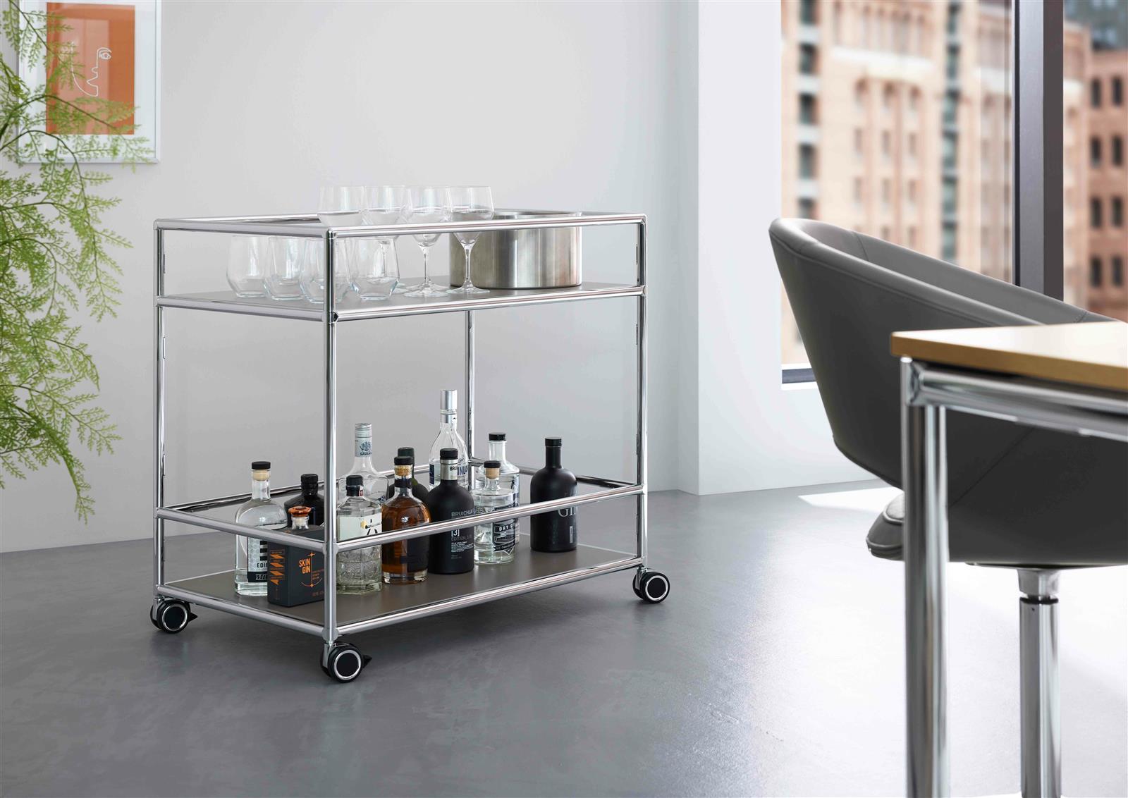 Bosse Solutions Servierwagen Chromgestell Schnelllieferprogramm