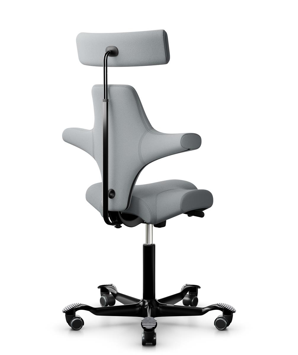 HAG Capisco 8107 Stoff Xtreme Hellgrau Gestell Schwarz mit Kopfstütze