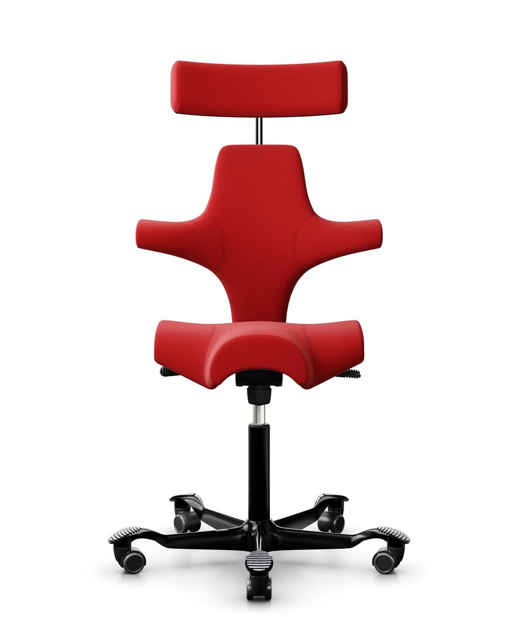 HAG Capisco 8107 Stoff Xtreme Rot Gestell Schwarz mit Kopfstütze