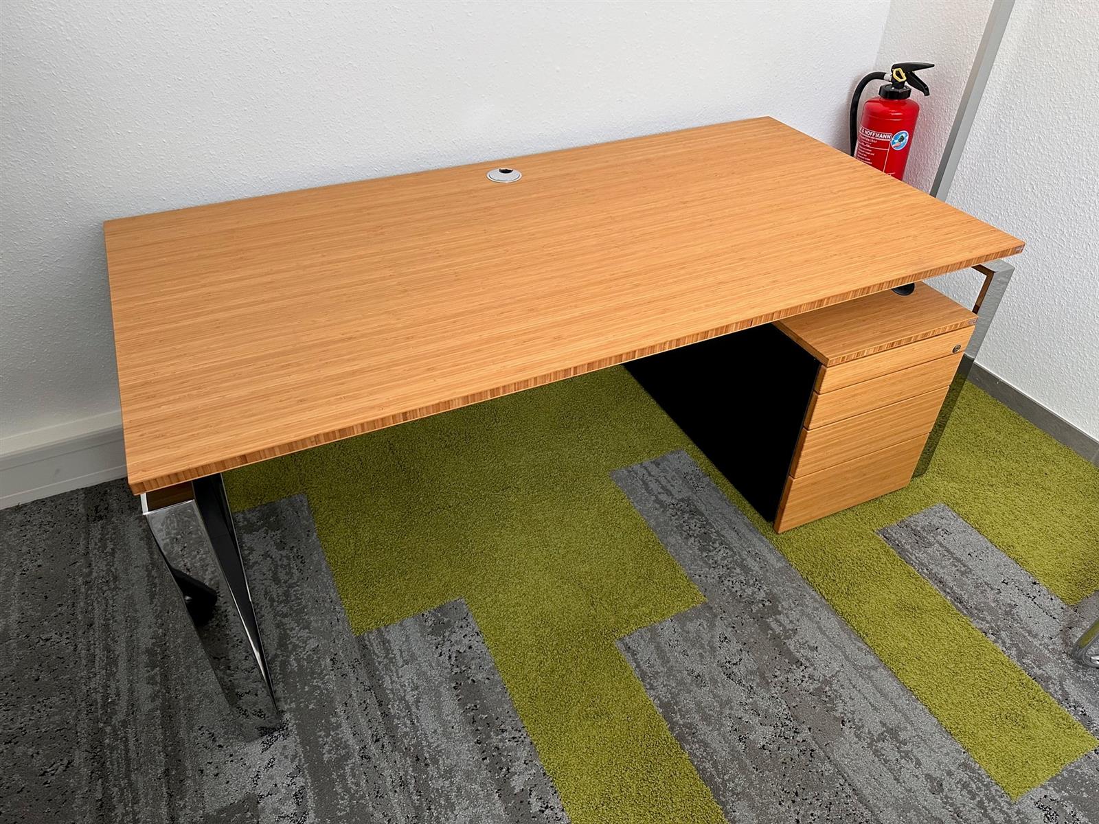 Leuwico Bambus Schreibtisch und Rollcontainer Ausstellungsstück