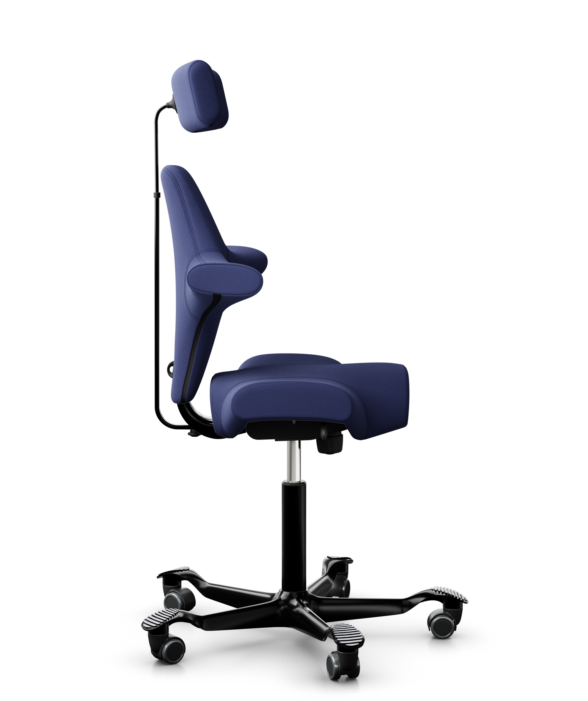 HAG Capisco 8107 Stoff Xtreme Dunkelblau Gestell Schwarz mit Kopfstütze