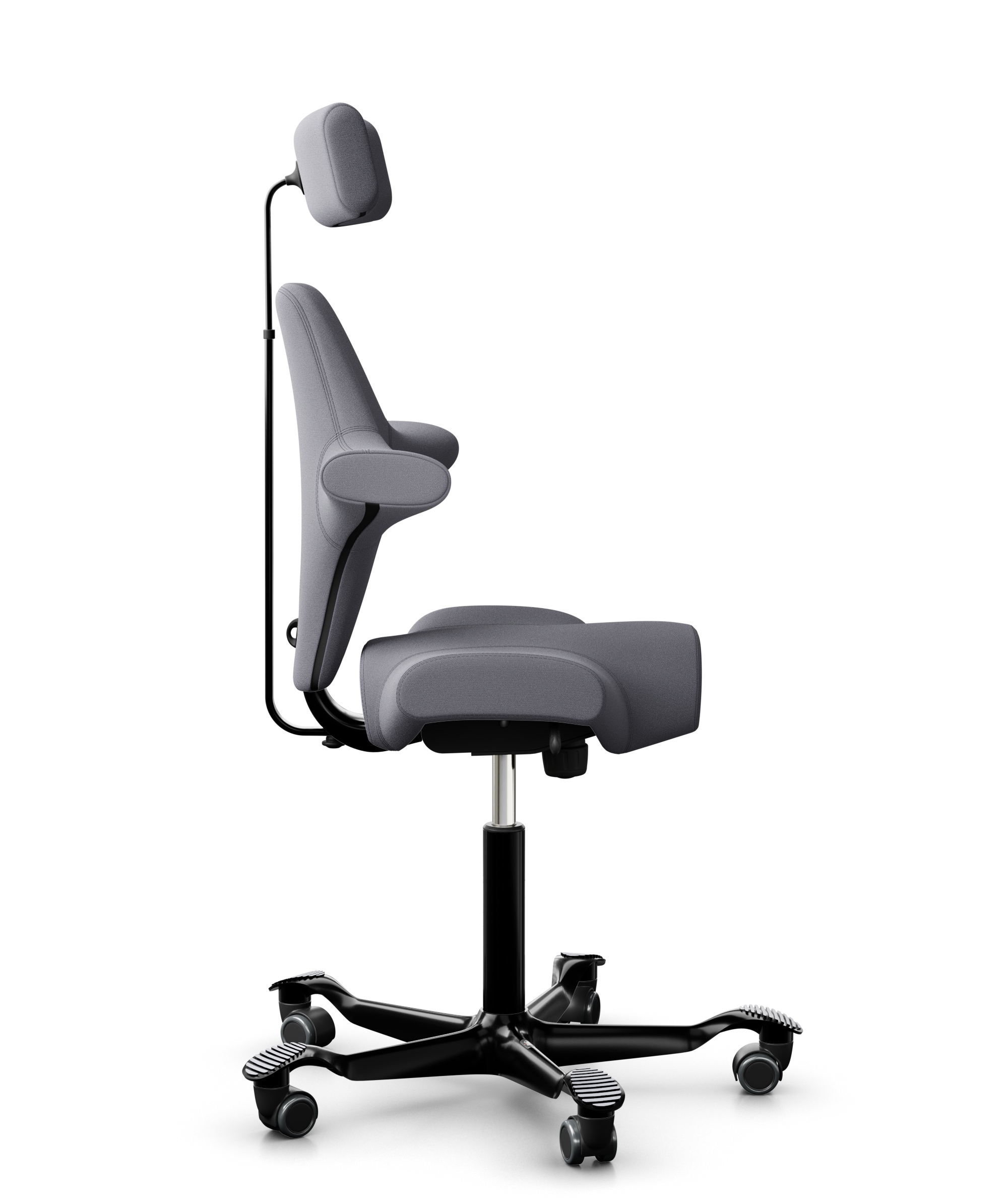 HAG Capisco 8107 Stoff Xtreme Grau Gestell Schwarz mit Kopfstütze