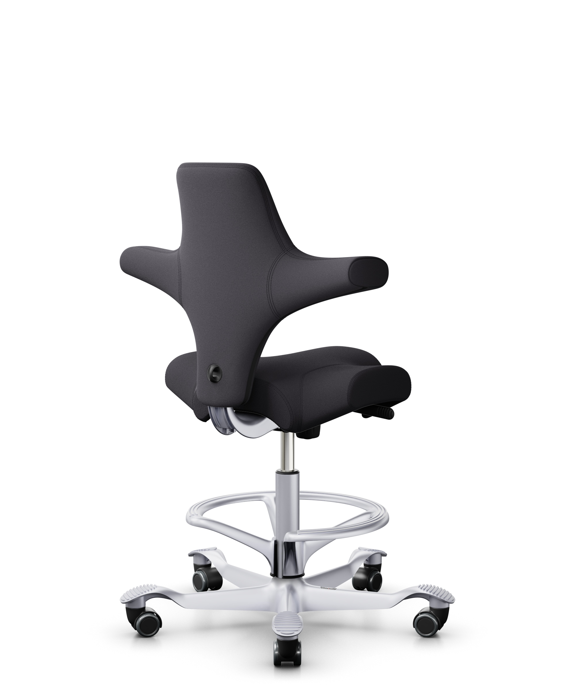 HAG Capisco 8106 Counter Stoff Xtreme Dunkelgrau Gestell Silber mit Fußring