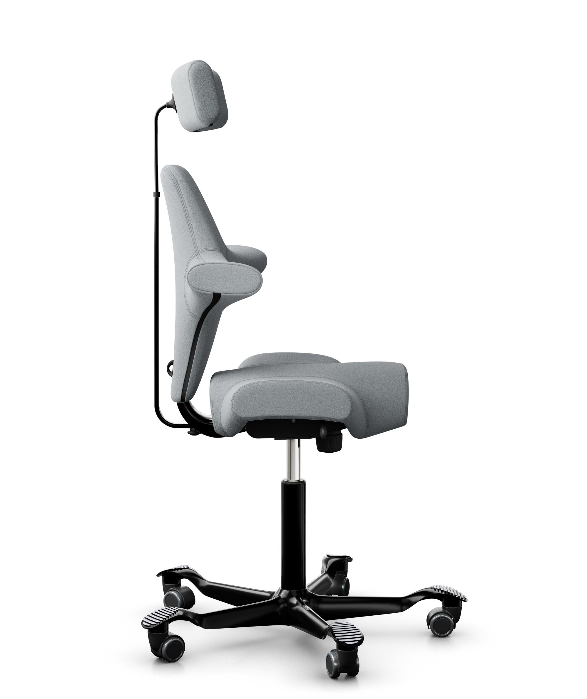 HAG Capisco 8107 Stoff Xtreme Hellgrau Gestell Schwarz mit Kopfstütze