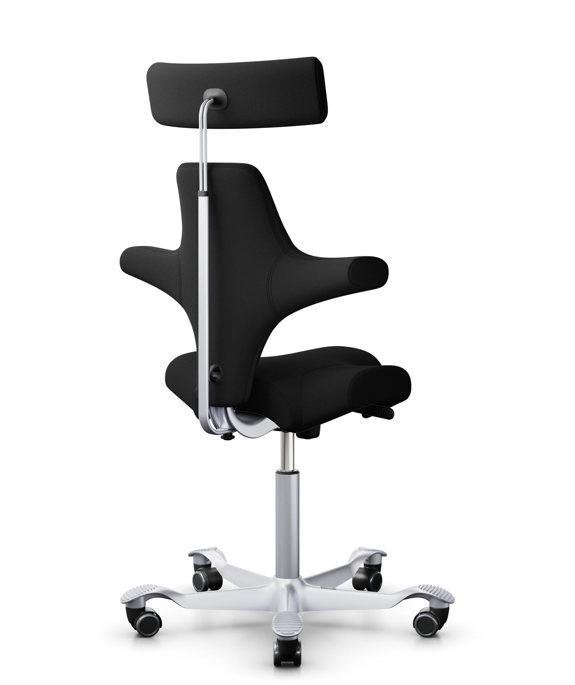 HAG Capisco 8107 Stoff Xtreme Schwarz Gestell Silber mit Kopfstütze