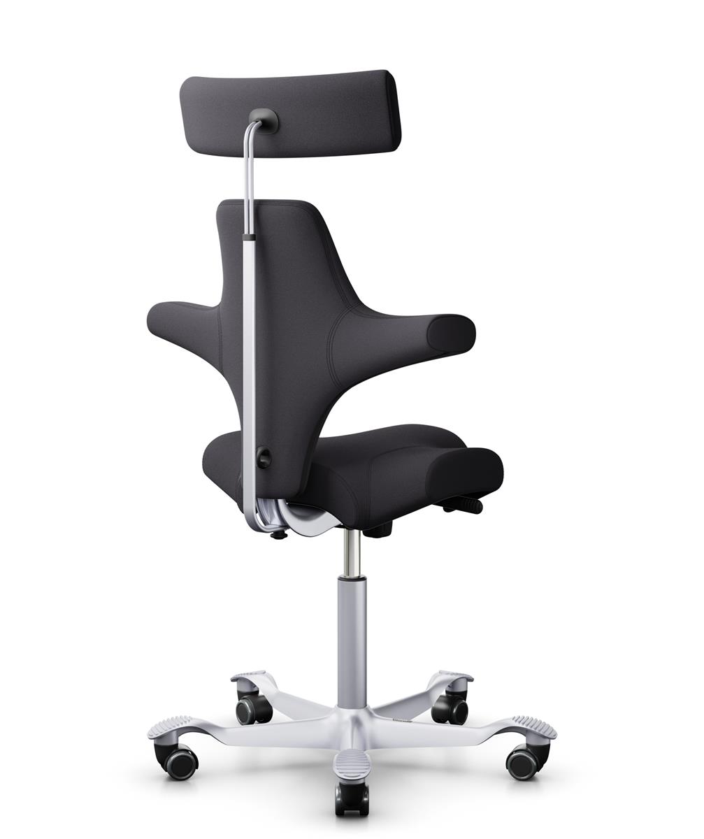 HAG Capisco 8107 Stoff Xtreme Dunkelgrau Gestell Silber mit Kopfstütze