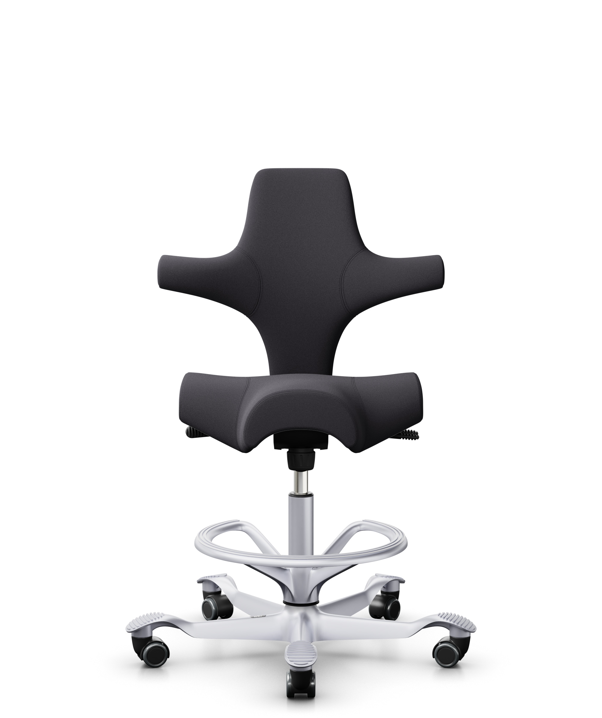 HAG Capisco 8106 Counter Stoff Xtreme Dunkelgrau Gestell Silber mit Fußring