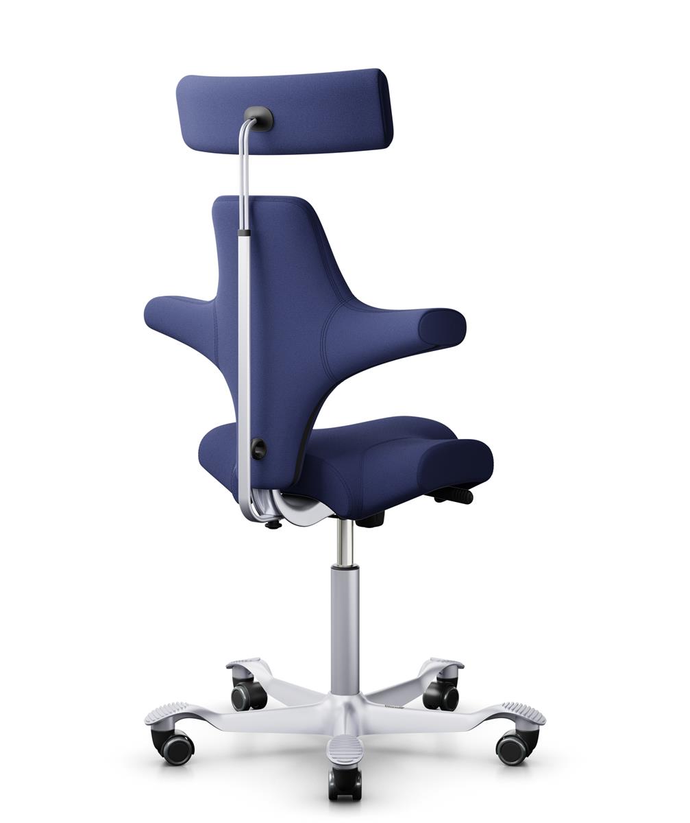 HAG Capisco 8107 Stoff Xtreme Dunkelblau Gestell Silber mit Kopfstütze