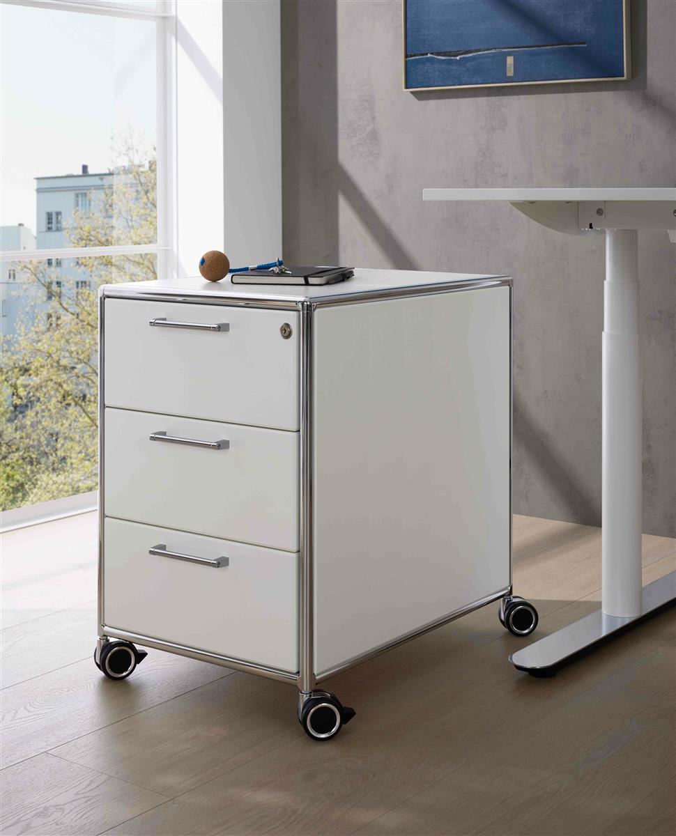 Bosse Solutions Rollcontainer Chrom Weiss- Schnelllieferprogramm