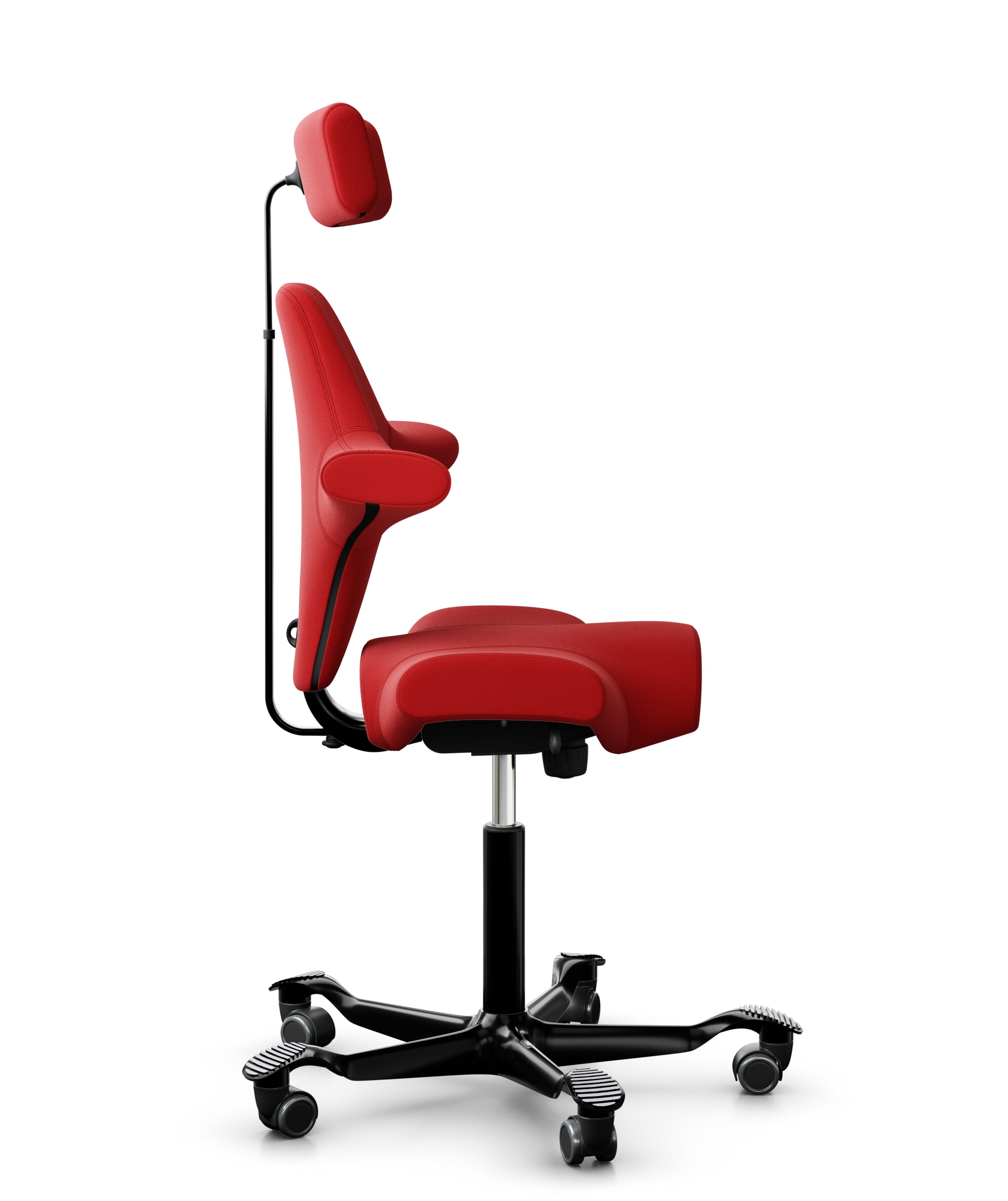 HAG Capisco 8107 Stoff Xtreme Rot Gestell Schwarz mit Kopfstütze